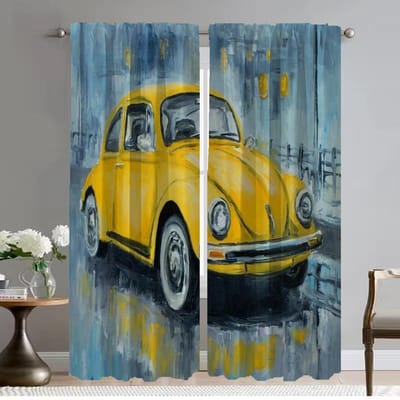 Keukengordijnen 2 Stuks Waterverf Autoraamgordijn voor Kamer 2 Paneel Huis Interieurgordijnen Tule voor Slaapkamer Shades Woon W50xH70cmx2pcs-CL yellow