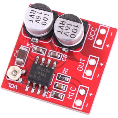 Carte d'amplificateur de puissance de Microphone électrique Dc 5V-12V Lm386, Gain 200 fois l'ampli de micro