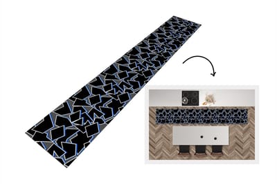Keukenloper - Loper keuken - Vormen - Geometrie - Zwart - Design - 300x50 cm - Keukenloper vinyl