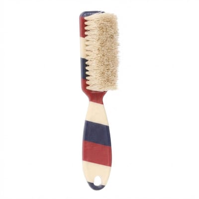 Meerkleurige baard borstel heren unisex – compacte baardborstel met handvat – lichte borstelharen – rood wit blauw design – geschikt voor baard verzorging en styling – handzaam grooming accessoire