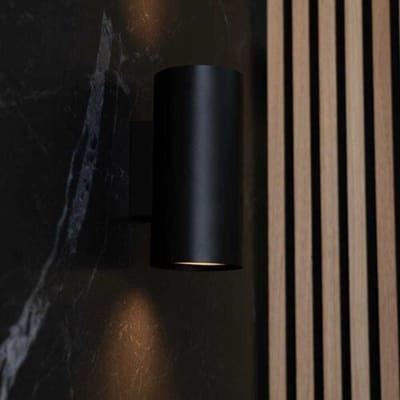 HOFTRONIC – Giove nova wandlamp rond – Dimbaar – Up and downlight – Mat zwart aluminium – GU10 fitting – IP20 – Binnengebruik