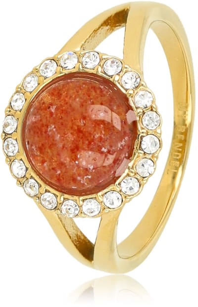 My Bendel - Elegante Ring met Edelsteen & Zirkonia • Berry Quartz - met Luxe Cadeauverpakking | Sieraden Voor Dames | Maat 16.00 Mm / Maat 50