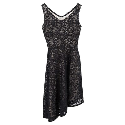 Asymmetrische kanten jurk van Christian Dior in zwart polyester