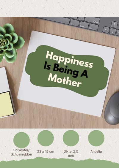 Akyol - happiness is being a mother Muismat - Moeder - de liefste moeder - moeder cadeautjes - moederdag - verjaardag - geschenk - kado - 23 bij 19 cm
