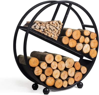 Houtstapelhulp - Houtrek - Binnen en buiten - Handgemaakt staal - 82 x 80 cm - Zwart