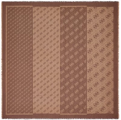 GUESS sjaal Lindsey Jacquard Kefiah 120X120 Brown Logo bruine