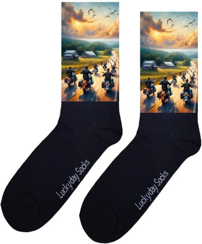 LuckyDay Socks - Sokken met Motor - Motor toeren - Verjaardag cadeau - Valentijns cadeau - Trend nu - Kerst cadeau - Motor club - Grappige sokken - Lifestyle - Leuke dames en heren sokken - Moederdag - Vaderdag - Socks maken Happy - Maat 37-44