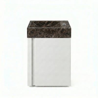 FugaFlow Eccelente Arredo Toiletmeubelset - 40x65cm - 1 deur - 1 kraangat - rechts - fontein dark emporador - mat wit