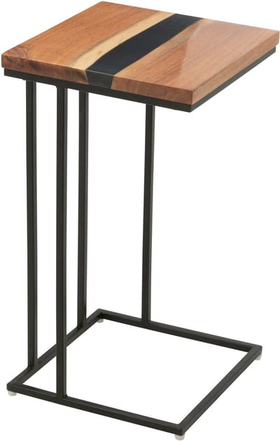 J-Line bijzettafel Vierkant - hout/epoxyhars - naturel/zwart