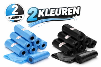 SMH LINE® Hondenpoepzakjes - 480 Stuks - Hond Vuilniszakken - Blauw / Zwart - 32 Rollen