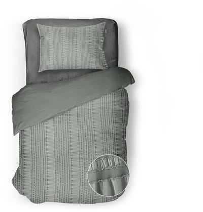 Eleganzzz Dekbedovertrek Pure Stitches - Soft Green - Dekbedovertrek 140x200/220cm - Micropercal - Eenpersoons - Dekbedovertrekken - Effen Dekbedovertrek