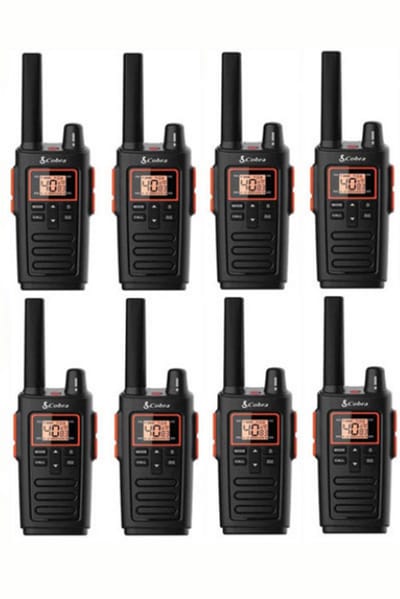 Set van 8 Cobra RX380 vergunning vrije portofoons PMR446 IPX2