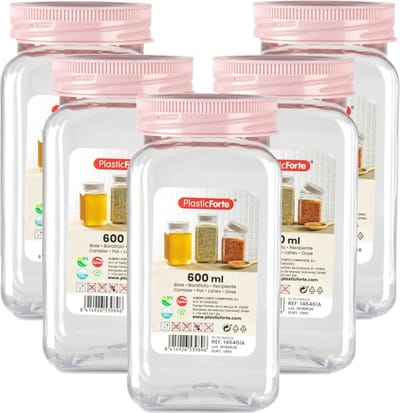 PlasticForte Voorraadpot/bewaarpot - 10x - 600 ml - kunststof - oud roze - B7 x H15 cm
