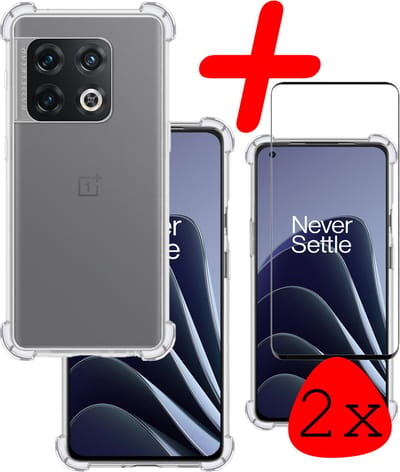 Hoesje Met Screenprotector - 2 Stuks - Geschikt voor OnePlus 10 Pro - Sterk & Shockproof - Siliconen Case - Back Cover - Telefoon Hoes - Shock Proof - Transparant