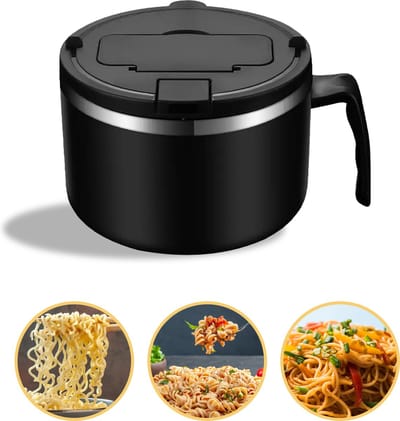 SEZGoods Ramen Bowl - Inclusief Bestek - Deksel Met Telefoonhouder - Blauw - Noodle kom - Noodle Bowl - Mini Pan