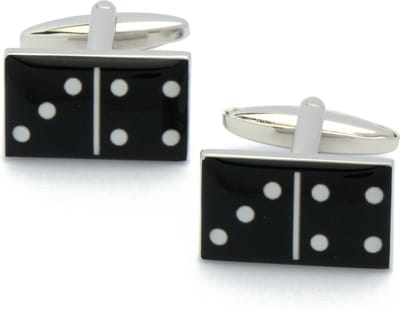 Manchetknopen - Domino Steentjes Zwart met Witte Stippen