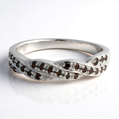 Cavill - Elegante Zilveren Ring - 925 Sterling Zilver met 0,27 ct Fancy Diamanten Pave Rond Slijpsel - Stijlvolle Damesring Bruine Steentint