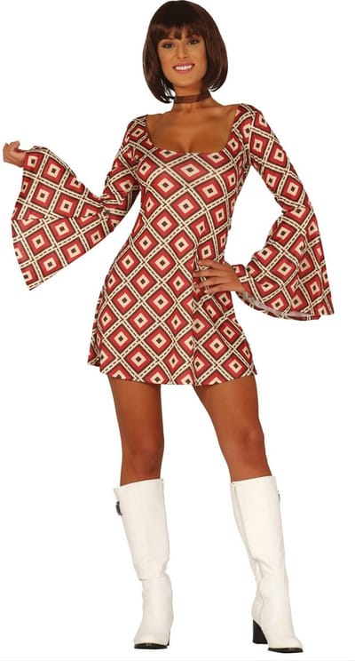 Fiestas Guirca - Jurk Disco retro - maat M (38-40) - Carnavalskleding - Carnaval - carnavalskleding 2027 - Carnaval kostuum