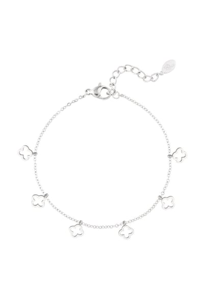 Armband - Bracelet 6 clovers - silver -Zilver -cadeautje - Yehwang - kerst - sint