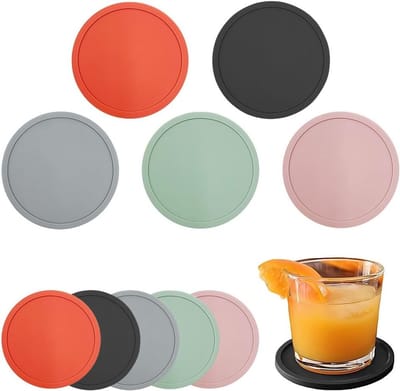 Set van 10 Ronde Siliconen Onderzetters voor Drankjes, Geschikt voor Koffie, Bier en Wijn, Perfect voor Thuis en in de Bar