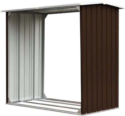 Houten standaard tuin - Haardhoutrek staal - Hout opslaan - Verhoogde bodem - 163 x 83 cm - Groen bruin antraciet