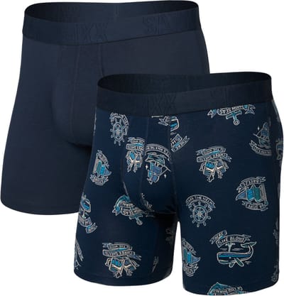 SAXX Heren Boxershort DropTemp® - Koeltechnologie Onderbroek - Boxer Vochtafvoerend - Katoen/Modal mix - HIGH SEAS/DARK INK - M