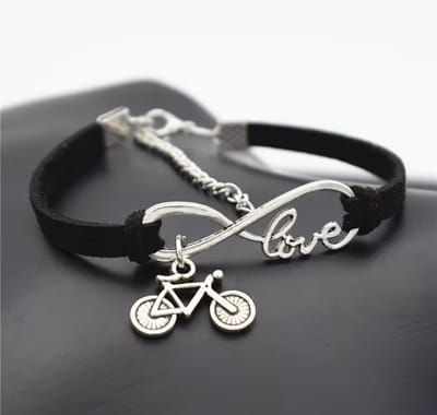 12Getit Armbandje zwart met fiets hangertje