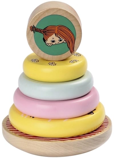 Kinderboeken Pippi Langkous houten stapeltoren speelgoed klassieker.
