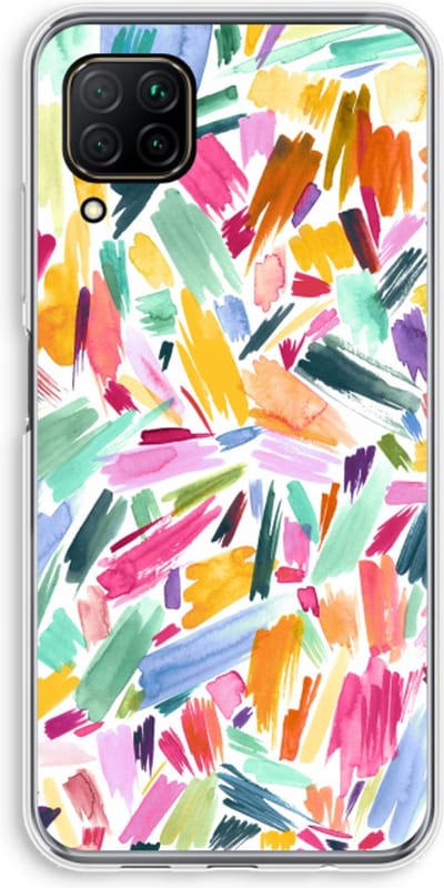 Case Company® - Hoesje geschikt voor Huawei P40 Lite hoesje - Watercolor Brushstrokes - Soft Cover Telefoonhoesje - Bescherming aan alle Kanten en Schermrand