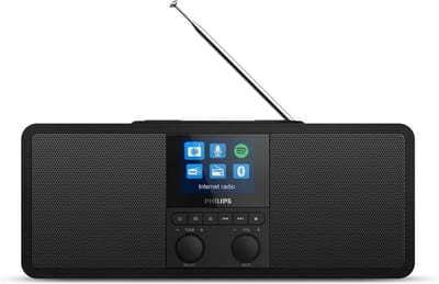 PHILIPS TAR8805 Internetradio, DAB+ Radio met Spotify Connect (Bluetooth, Sleeptimer, Dubbel Alarm, Qi-Oplaadpad voor Draadloos Opladen, USB) - Zwart
