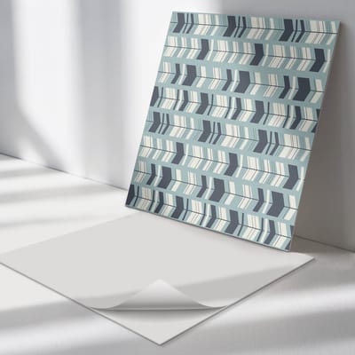 Wallfluent Vinyl Tegels - Geometrie van Pijlen in Beweging Zelfklevende Vinyltegels - 30 cm x 30 cm - Grijs Vinyl Tegels - Set van 9 - Vierkant PVC Tegels - Patroon Plaktegels - Vloer Tegels PVC - Plaktegels Keuken en Badkamer