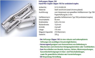 Nietpistool Handmatig - Tacker - Bevestigen Materialen - Robuust Verchroomd Staal - 175 mm Lengte
