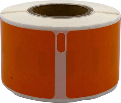 DULA Dymo kompatible Etiketten, S0722370 99010, 28 x 89 mm, Orange, Permanent, 1 Rolle, 130 Etiketten pro Rolle