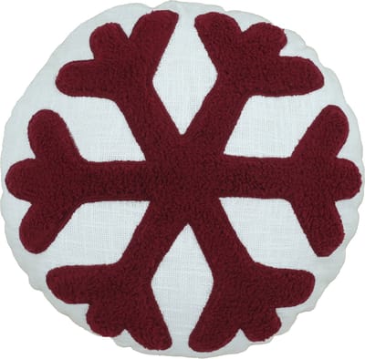 Urbane Hide Sneeuwvlok Gebreide Kussenhoes - 45x45 cm - Wit & Rood - Katoen & Polyester - Sierkussenhoes Kerst Sneeuwvlok Design (Zonder Binnenkussen)