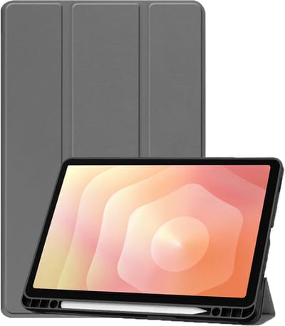 Hoesje - Geschikt voor Samsung Galaxy Tab S11 - Dun & Stevig - Trifold Bookcase - Hard Cover Case - Met Uitsparing Geschikt voor S Pen - Hardcover Book - Tablet Hoes - Grijs
