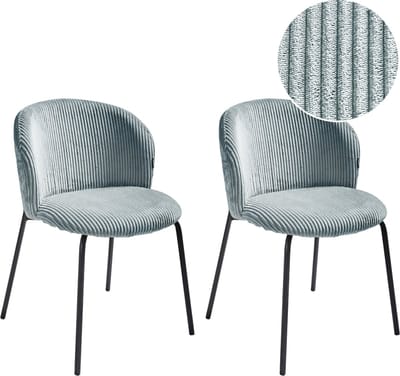 MILES - Eetkamerstoel set van 2 - Lichtblauw - Corduroy