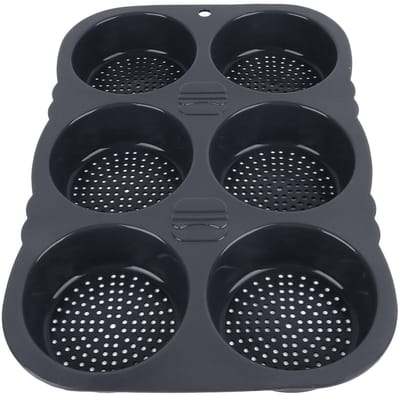 Dailygoods- Hamburgerbroodjespan met 6 Holtes - Broodvorm - Hittebestendig - Siliconen - Flexibel - Opvouwbaar - 34,5 x 23,5 x 4 cm