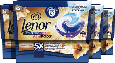 Lenor All in 1 Wasmiddel Pods - Gouden Orchidee - Waspods - 4 x 12 Wasbeurten Voordeelverpakking