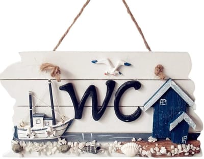 Allecto - WC Deurbord - Houten bordje - Handgesneden design - Decoratief deurbord - Toiletbord voor thuis - 22 x 13 cm