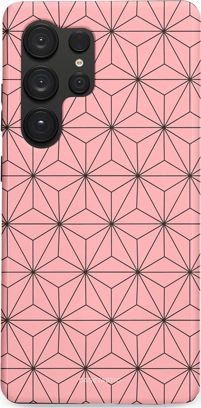 Casetastic Hoesje Geschikt voor Samsung S25 Ultra - Stijlvolle Beschermende Duo-layer Case - Roze Zwarte Fashion Paris Patroon