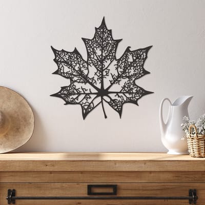 Wanddecoratie Blad Esdoorn - Muurdecoratie Esdoorn Blad - Muurdecoratie Hout - Wanddecoratie Hout - Muurdecoratie Woonkamer - Wanddecoratie Woonkamer - Wanddecoratie Industrieel - Wanddecoratie Boom - Home Decor - Wall Line Art - 29 x 29 cm