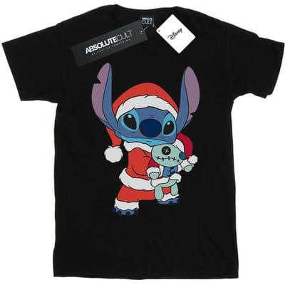 Disney Dames/Dames Lilo And Stitch Kerstmis Katoenen Vriendje T-shirt (Zwart)