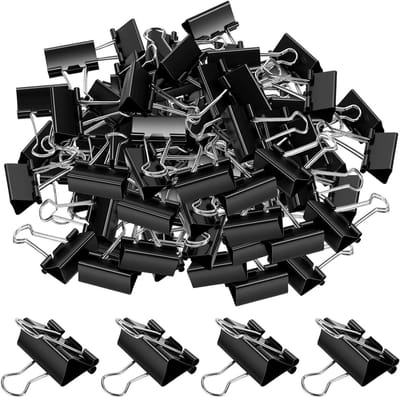 156 Stuks Bulldog Clips 25 mm - Zwarte Metalen Klemmen voor Kantoor, School en Thuisgebruik