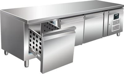 Onderbouw koelwerkbank | 3 lades | 317L | Geforceerd, -2°C/+8°C | Saro Model UGN 3100 TN-3S | 323-3115