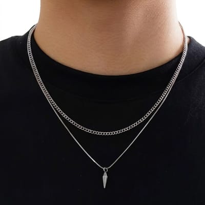 Zilverkleurige ketting dames gestapelde ketting schakel ketting en minimalistische ketting met fantasie hanger layer ketting verstelbare halsketting dubbele ketting