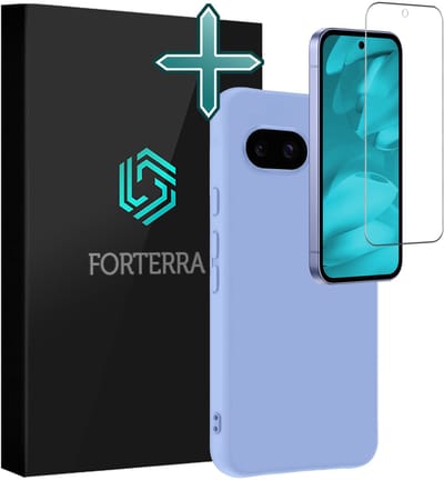 Hoesje Met Screenprotector - Geschikt voor Google Pixel 9a - Sterk & Shockproof - Telefoon Hoes - Back Cover - Siliconen Case - Lichtblauw