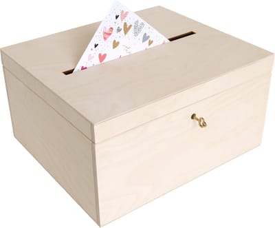 Creative Deco Bruiloft Houten Doos voor Kaarten | 29 x 25 x 15 cm | Sluiting, met Deksel | Houten Opbergbox Sieraden | Kerst, Kerstmis Cadeau