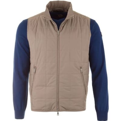 Paul & Shark Body-Warmer Luxury Microfiber Quilted Donker Zand / male