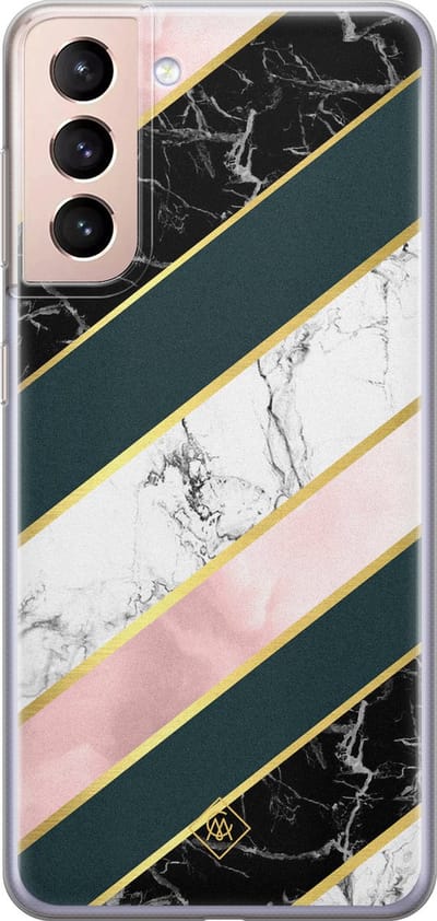 Casimoda® hoesje - Geschikt voor Samsung S21 - Marmer strepen - Backcover - Siliconen/TPU - Multi