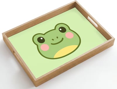 Dienblad hout 50x35 cm - Schootdienblad - Kikker - Groen - Vriendelijkheid - Borrelplank rechthoek - Plateau dienbladen